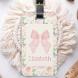 Pink Bow Floral Coquette Aesthetic School Bag Tag<br><div class="desc">This Pink Bow Floral Coquette Aesthetic School Bag Tag is perfect for helping kids find school bags. This personalised ID tag can be used for kid's backpacks, athletic bags, lunch boxes or music bags. The front of the tag can be personalised with a name and initial. The back of the...</div>