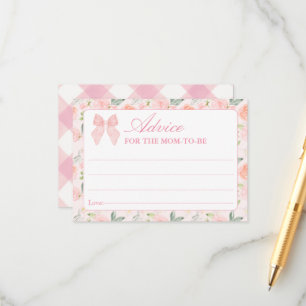 Pink Bow Floral Coquette Baby Shower Advice Card