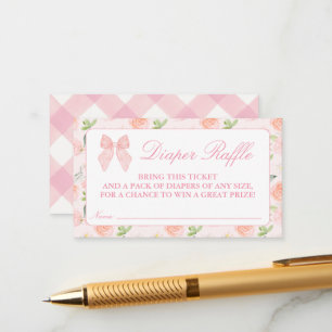 Pink Bow Floral Coquette Baby Shower Enclosure   Card