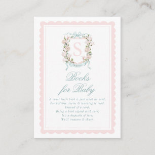 Pink Bow Floral Crest Books for Baby Enclosure Card