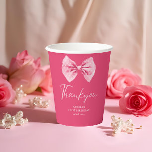 Pink Bow floral little miss Onederful birthday Paper Cups