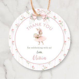 Pink Bow & Floral Some Bunny is One 1st Birthday Favour Tags