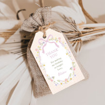 Pink Bow Floral Stripes Birthday