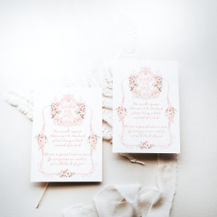 Pink Bow Floral Sweet Baby Girl Shower Books Enclosure Card