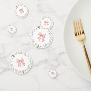 Pink Bow Floral Watercolor Baby Shower Confetti