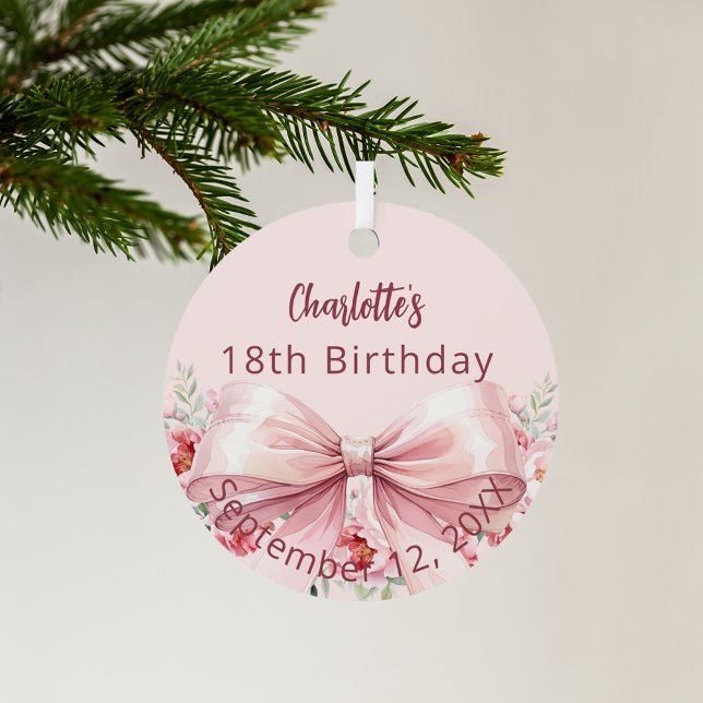Pink bow florals birthday metal tree decoration (Creator Uploaded)