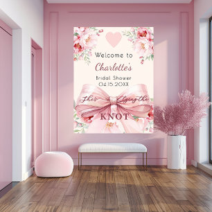 Pink bow florals knot bridal shower welcome sign