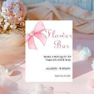 Pink Bow Flower bar sign bridal shower flower