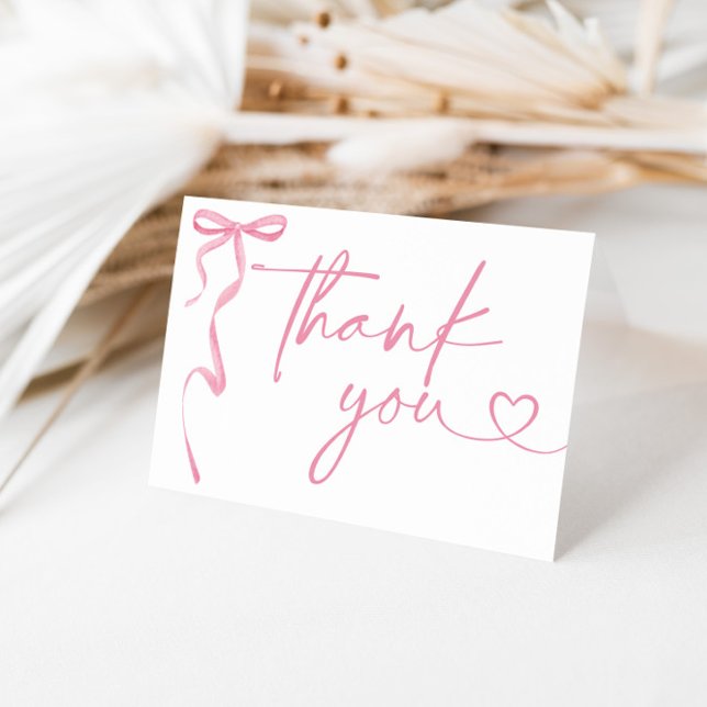 Pink Bow Folded Thank You Card (Creator Uploaded)