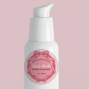 Pink Bow Frame Lash Bath Extensions Product Label