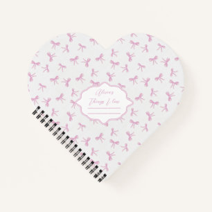 Pink bow Frilly Coquette personalised heart Notebook