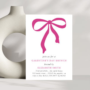 Pink Bow Galentines Day Brunch Invitation