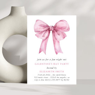 Pink Bow Galentines Day Party Invitation