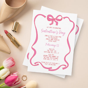Pink Bow Galentine's Day Valentine's Day Invitation