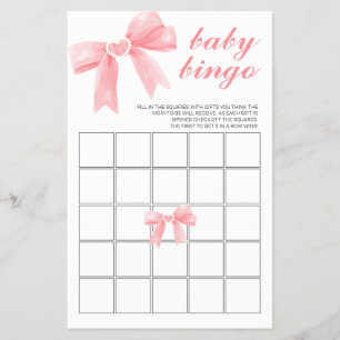 Pink Bow Gingham Baby Shower Bingo Flyer