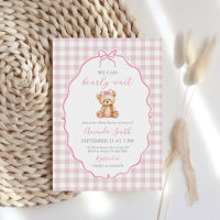Pink Bow Gingham Teddy Bear Baby Shower