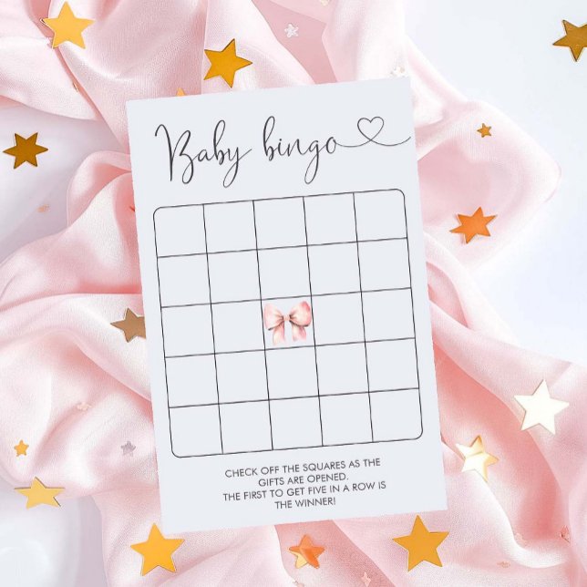 Pink Bow Girl Baby Shower Bingo Game (Creator Uploaded)