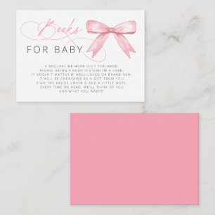 Pink Bow Girl Baby Shower Book Request Enclosure Card