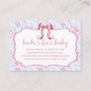 Pink Bow Girl Baby Shower Books for Baby Enclosure Card