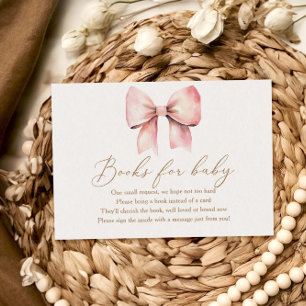 Pink Bow Girl Baby Shower Books For Baby Enclosure Card