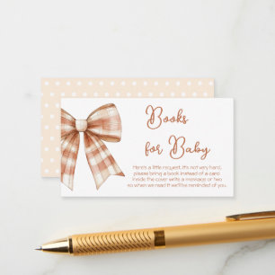 Pink Bow Girl Baby Shower Books For Baby Enclosure Card