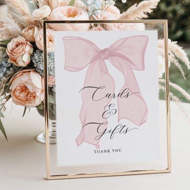 Pink Bow Girl Baby Shower Cards and Gifts Poster (Creator Uploaded)
