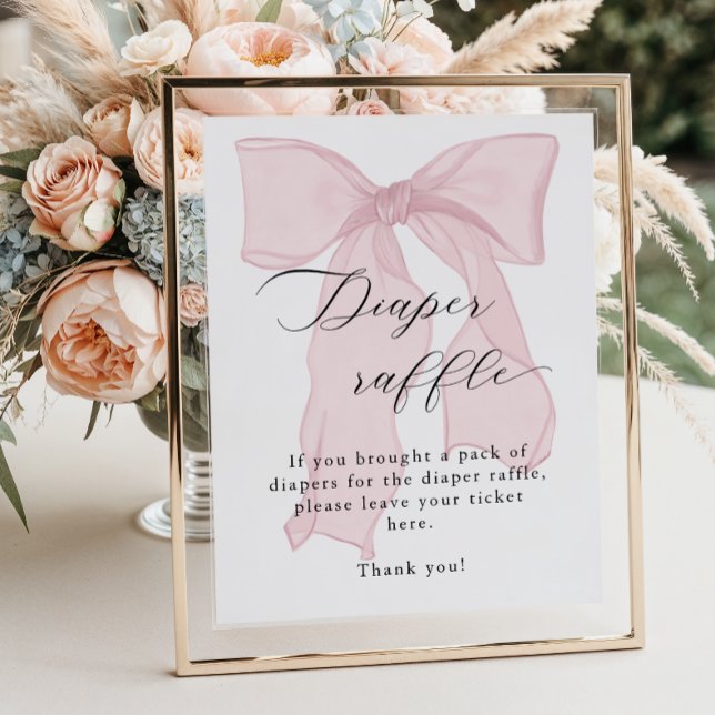 Pink Bow Girl Baby Shower Diaper raffle Poster (Creator Uploaded)