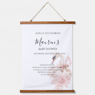 Pink Bow Girl Baby Shower  Hanging Tapestry
