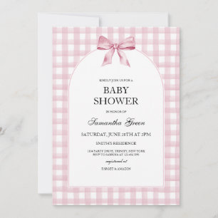 Pink Bow Girl Baby Shower Invitation