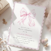 Pink Bow Girl Baby Shower Invitation