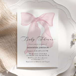 Pink Bow Girl Baby Shower Invitation