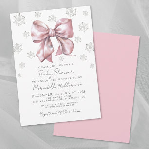 Pink Bow Girl Baby Shower Invitation
