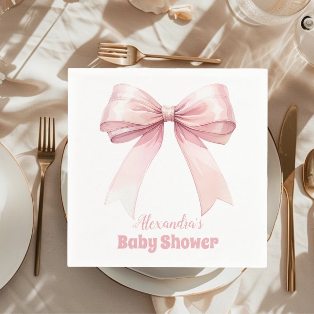 Pink Bow Girl Baby Shower Napkin (Creator Uploaded)