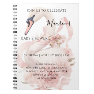 Pink Bow Girl Baby Shower Notebook