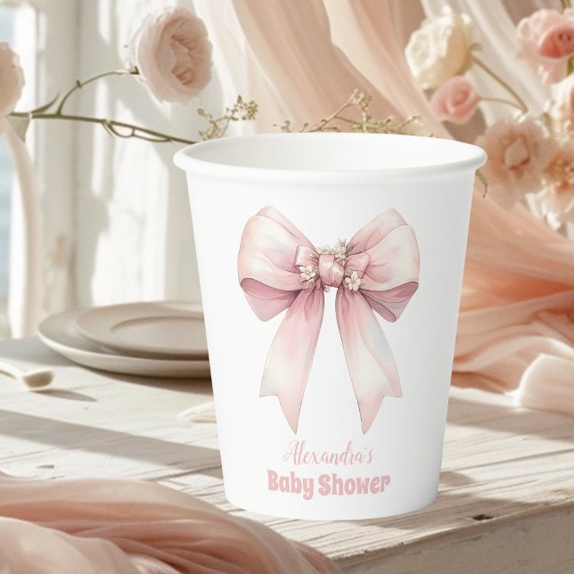 Pink Bow Girl Baby Shower Paper Cups (Creator Uploaded)
