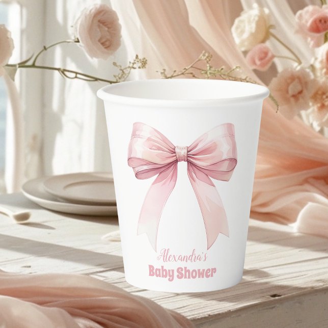 Pink Bow Girl Baby Shower Paper Cups (Creator Uploaded)