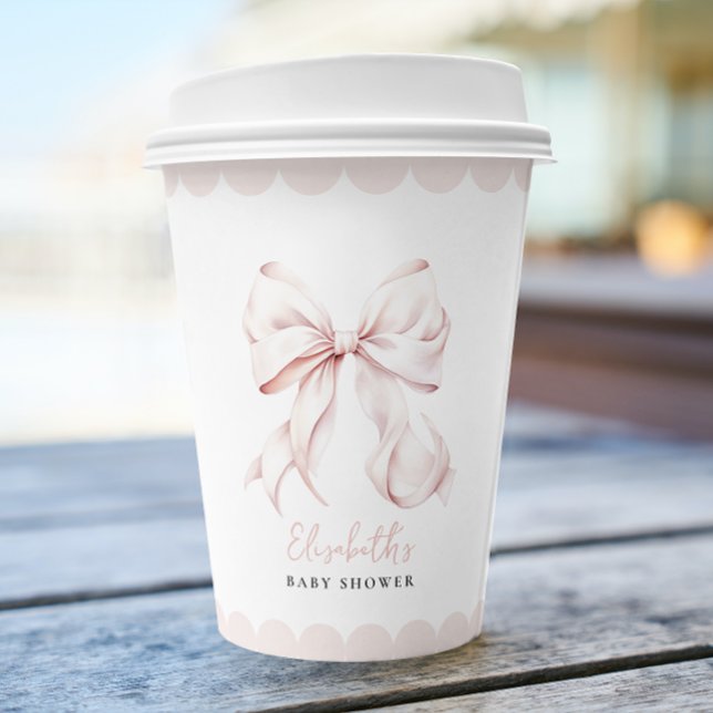 Pink Bow Girl Baby Shower Paper Cups (Creator Uploaded)