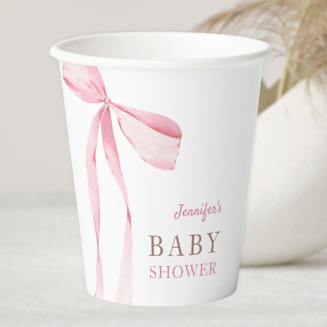 Pink Bow Girl Baby Shower Paper Cups (Creator Uploaded)