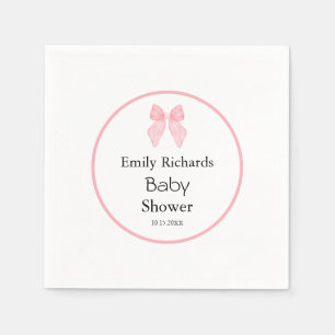 Pink Bow Girl Baby Shower Party Napkin