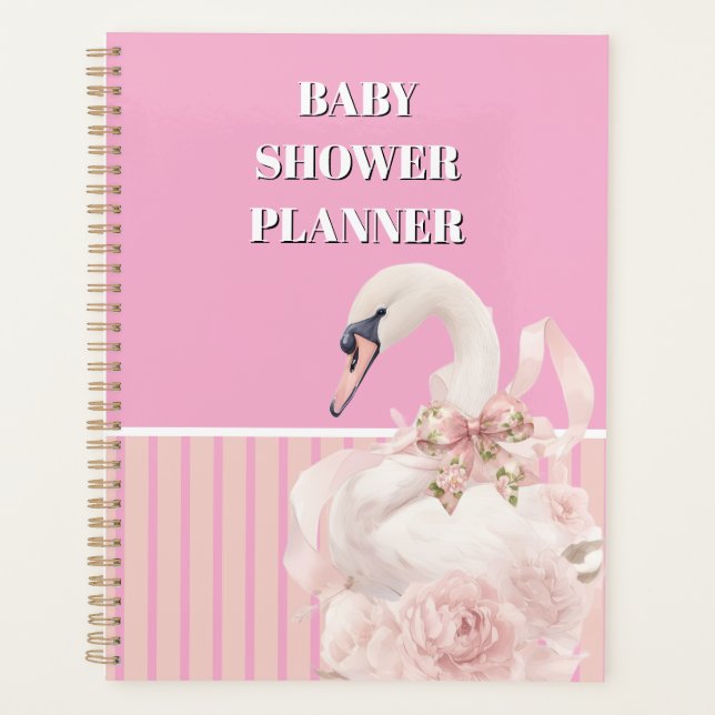 Pink Bow Girl Baby Shower Planner (Front)