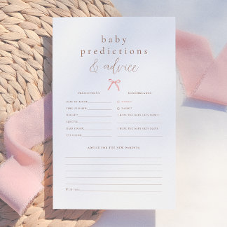 Pink Bow Girl Baby Shower Prediction & Advice Game