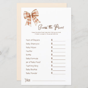 Pink Bow Girl Baby Shower Price Guess