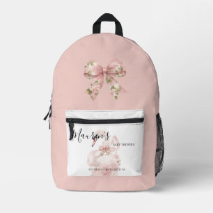Pink Bow Girl Baby Shower Printed Backpack