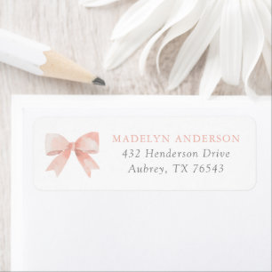 Pink Bow Girl Baby Shower Return Address Label