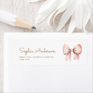 Pink Bow Girl Baby Shower Return Address Label