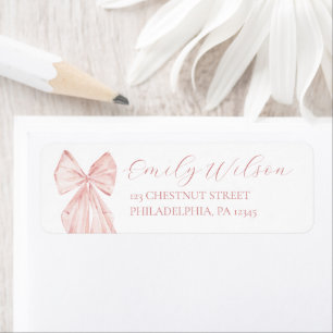 Pink Bow Girl Baby Shower Ribbon Return Address Label
