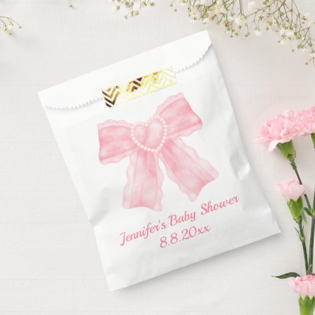 pink bow girl baby shower stylish trendy cute favour bag (Sealed)