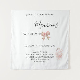 Pink Bow Girl Baby Shower  Tapestry