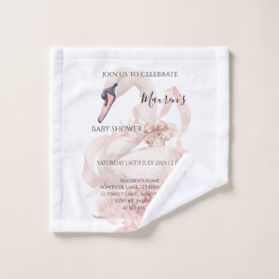 Pink Bow Girl Baby Shower Wash Cloth