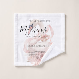 Pink Bow Girl Baby Shower Wash Cloth